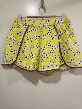 Pitusa Yellow and Black Polka Dot Skirted Shorts